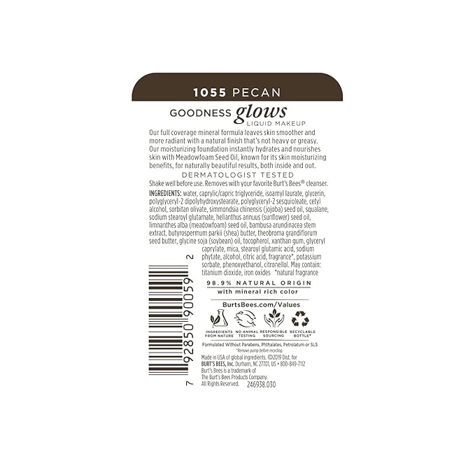 Burt's Bees Goodness Glows Liquid Makeup, Pecan -