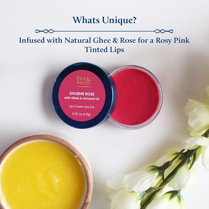 Blue Nectar Lip Tint Balm for Rosy Pink Organic