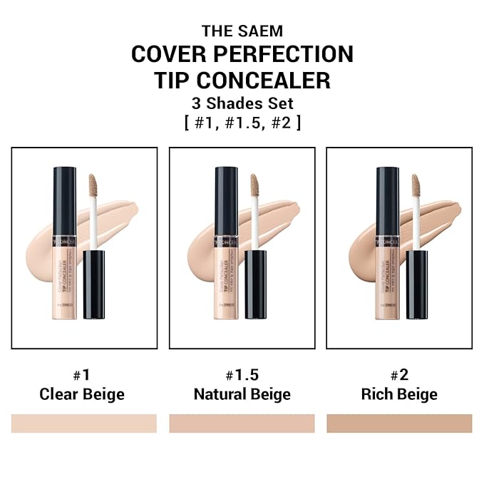 THE SAEM Cover Perfection Tip Concealer 3 Color #1.5, #2) 0.2 fl.oz