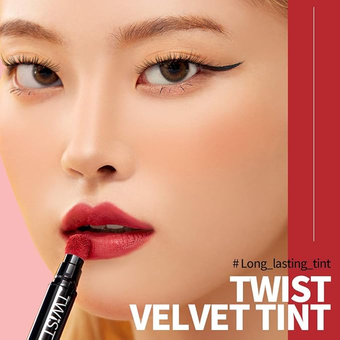 Long Lasting Lip Stain for Lips and Cheek Tint | High Pigment Color | lightweight Matte Finish | Weightless | Full Coverage | Twist Velvet Tint #4 (No.4)