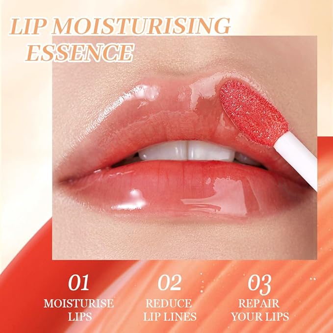 4 Colors Fat Lip Oil Drip,Lip Oil Lip Glaze Hydrating Lip Glow Oil Big Brush Head Moisturizing Lip Gloss,Shiny Transparent Lip Gloss Plumping,Clear Tint Shiny and Vegan,Moisturizing Non-Sticky (SET B)