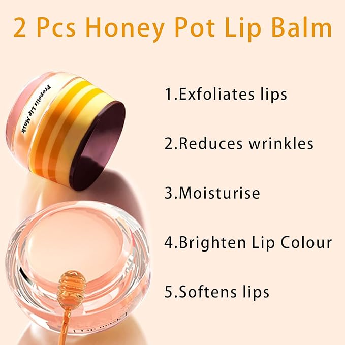 4 PCS Lip Mask Overnight, Honey&Strawberry Exfoliator