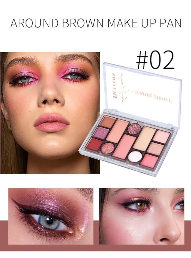 12 Colors Pink Eyeshadow Palette, Mini All in
