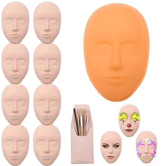 Silicone Makeup Practice Face, 8 Makeup