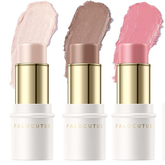 3 Pcs FAIR Contour Stick Set,Cream Blush & All Skin
