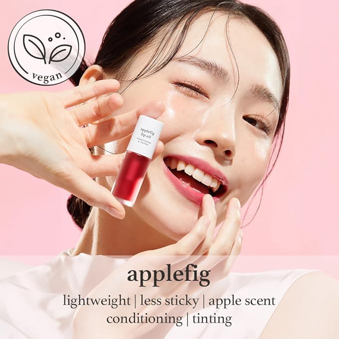 NOONI Korean Hydrating Lip Oil - Applefig | Long-Lasting, Moisturizing, Plumping, Revitalizing for Dry Lips, Waterproof, No Peel Off, Hydrating, Nourishing Crystal Clear, 0.12 FL Oz