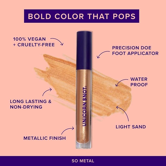 UNICORN SNOT Liquid Metal Lip Paint - Metallic Lip Gloss - Non-drying, Long-lasting Liquid Lipstick, Intense Pigment Color with Metallic Shimmer - Vegan, Cruelty-Free Makeup, Light Sand (Dune)