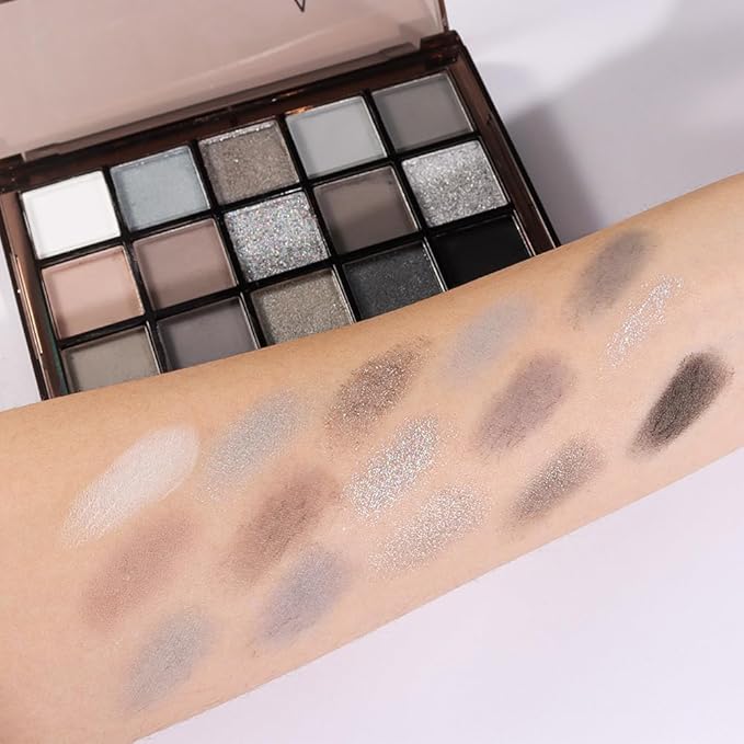15 Colors Black Gray Silver Matte Shimmer Eyeshadow