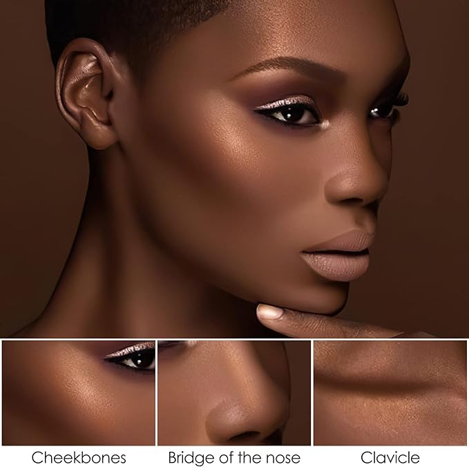 FOCALLURE 2 Pcs Mineral Cream Contour Stick,Moisturize Highlighter Illuminator Makeup,Deep