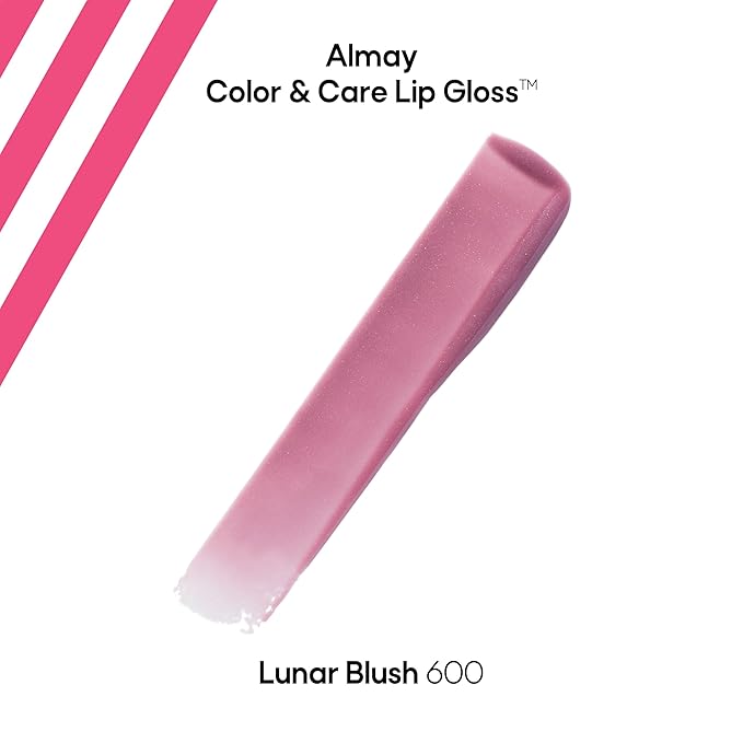 Almay Color & Care Hydrating Lip Gloss, Soft Natural Hues, Prebiotic Complex, Hyaluronic Filling-Sphere Technology, 600 Lunar Blush, 0.1 Fl Oz