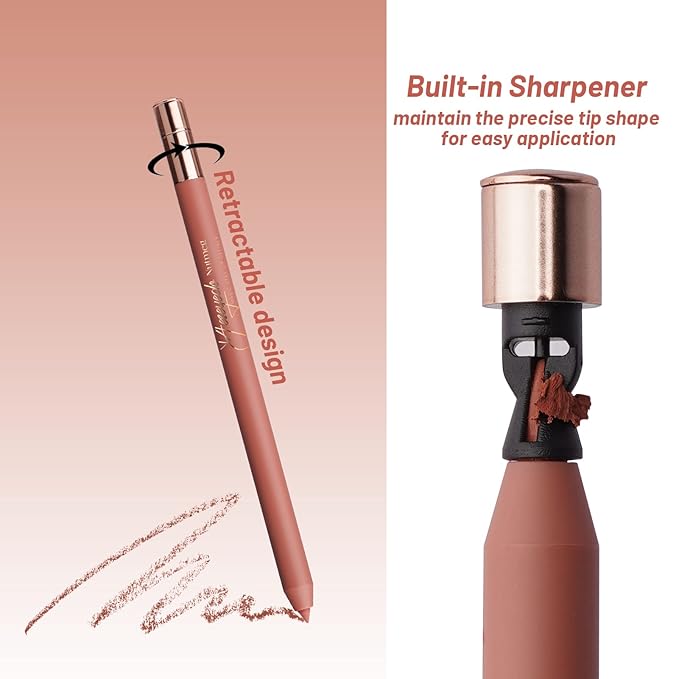 Waterproof Lip Liner Pencil, Mechanical Red Lip Liner Pen with Sharpener, Highly Pigmented Creamy Matte Lip Filler Pencil for Plumping Lip, Longwear, Long Lasting, Damn Hot