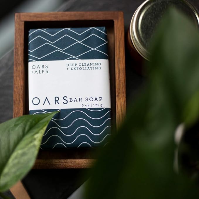 Oars + Alps Blue Charcoal Exfoliating Men's Bar Soap, Dermatologist Tested and Made with Clean Ingredients, Travel Size, 6 Pack, 6 Oz Each