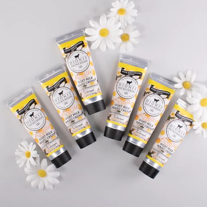 Dionis - Goat Milk Skincare Scented Hand Cream (1 oz) Set of 6, Moisturizing Lotion for Dry Skin, Good for Sensitive Skin, Cruelty-free and Paraben-free (Daisy Fields)
