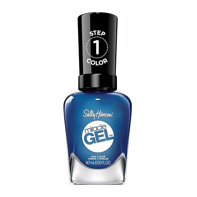 Sally Hansen Miracle Gel™, Travel Seekers Blues Cruise, Long Lasting, Gel-Like Formula, No UV Lamp Needed, Blue Nail Polish