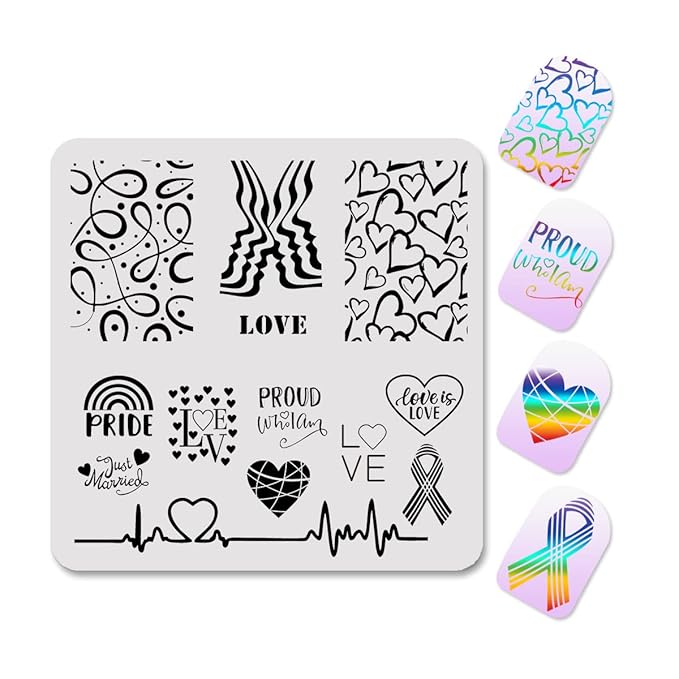 Rainbow nail art stamping plates