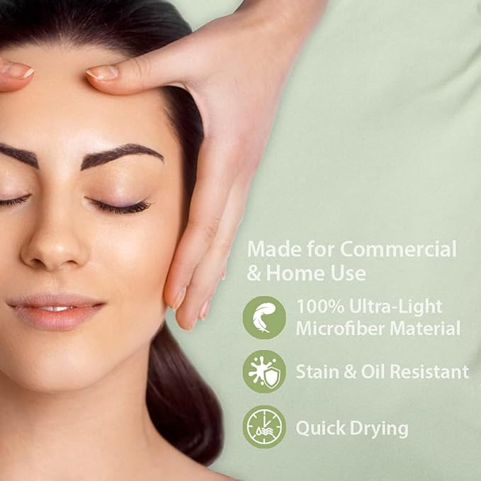 ForPro Professional Collection Premium Microfiber 3-Piece Massage Sheet Set, Sage, Ultra-Light, Stain, and Wrinkle-Resistant, Includes Flat, Fitted Sheet and Massage Face Rest Cover