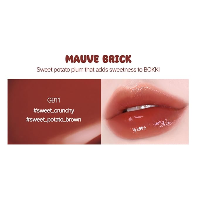 Glow Bokki Glossy Lip Tint, Korean Beauty (GB11 Mauve Brick, 4.1 grams)