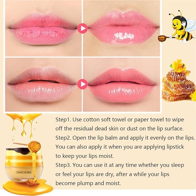 2PCS Bee Lip Balm Honey Pot,Honey
