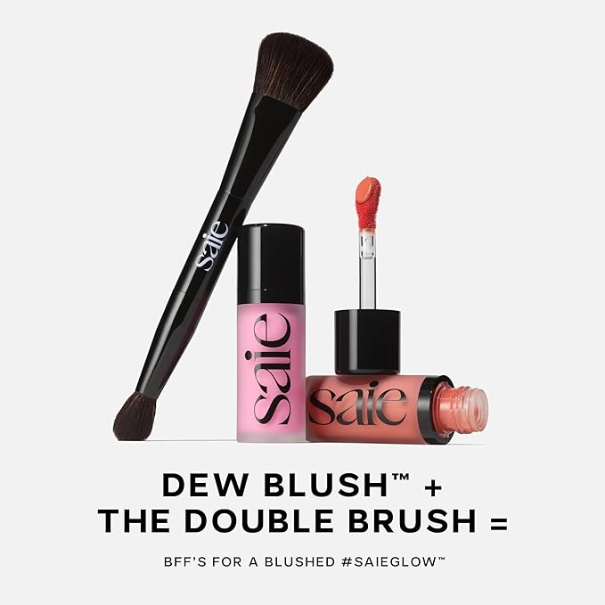 Saie Dew Liquid Blush for Cheeks - Hydrating Cream Blush Stick with a Blendable + Buildable Formula - Skincare Infused Dewy Cheek Tint for a Natural Flush - Glowy Makeup Essential - Hottie (.40 oz)