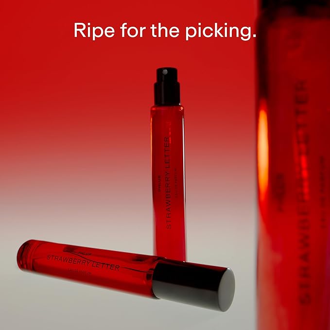 PHLUR Strawberry Letter Eau de Parfum - Travel Size Perfume Spray for Women & Men - Strawberry Gourmand Fine Fragrance (9.5mL)