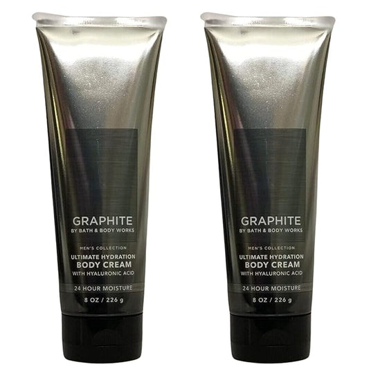 Bath and Body Works Men's Collection Ultimate Hydration Ultra Shea Body Cream 8 Oz 2 Pack (Graphite)
