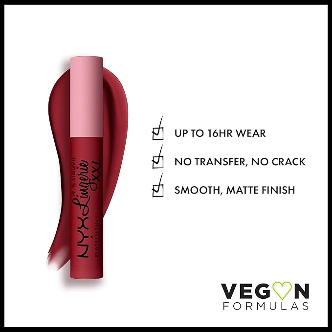 NYX PROFESSIONAL MAKEUP Lip Lingerie XXL Matte Liquid Lipstick - It's Hotter (Warm Mahogany Red)