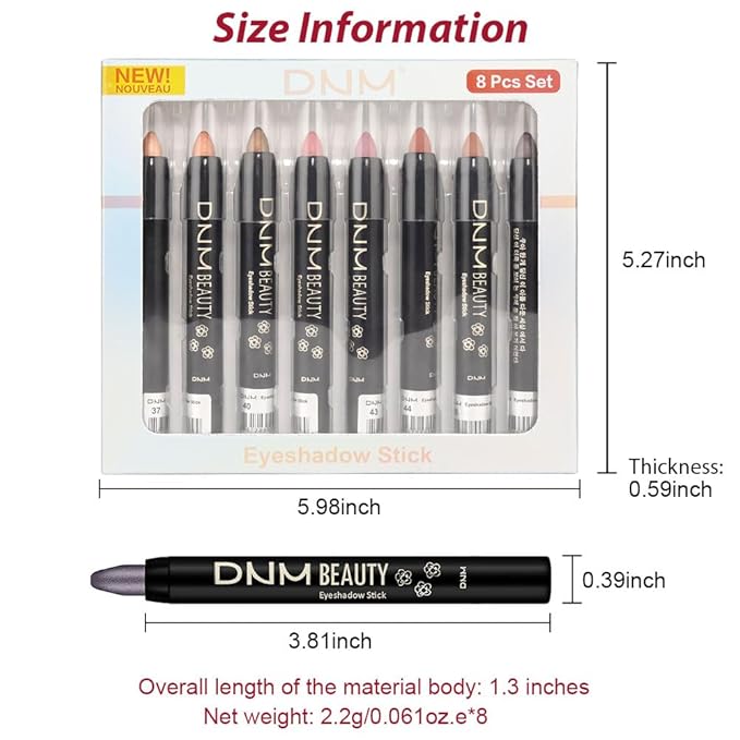 Kaely 8Pcs Cream Eye Shadow Brightener Sticks Set for Eyes,Shimmer Matte Pencil Eyeshadow Applicator Stick Palette,Halloween Makeup Waterproof,Birthday Party gifts for Women kids Girls 06