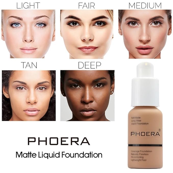 2 Pack PHOERA Foundation 106 Warm Sun Makeup,Full