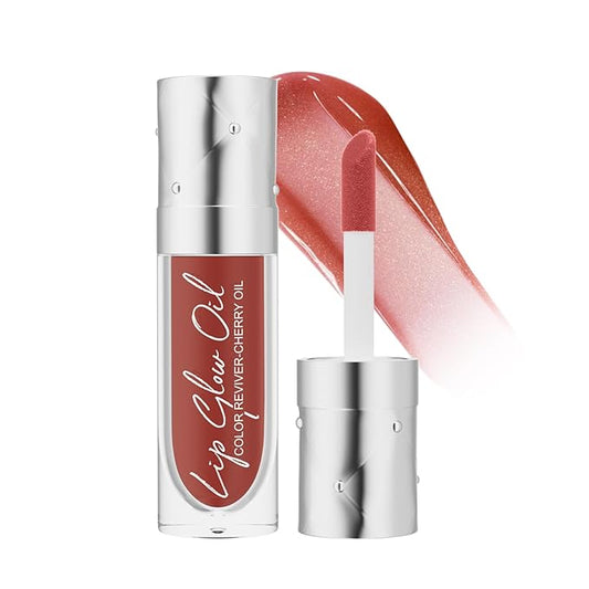 Hydrating Lip Glow Oil Long-Lasting Nourishing Lip Gloss Moisturizing Non-Sticky Plumping Lip Stain Tinted Cherry Oil Lip Care (Ruby Red)