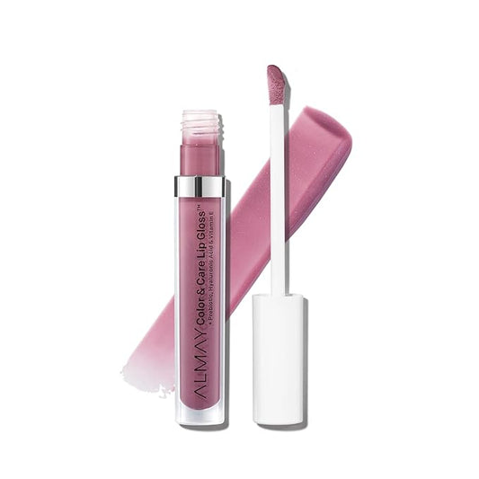 Almay Color & Care Hydrating Lip Gloss, Soft Natural Hues, Prebiotic Complex, Hyaluronic Filling-Sphere Technology, 600 Lunar Blush, 0.1 Fl Oz