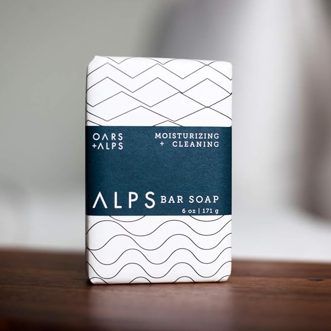 Oars + Alps Moisturizing Men's Bar Soap, Dermatologist Tested and Made with Clean Ingredients, Travel Size, 3 Pack, 6 Oz Each
