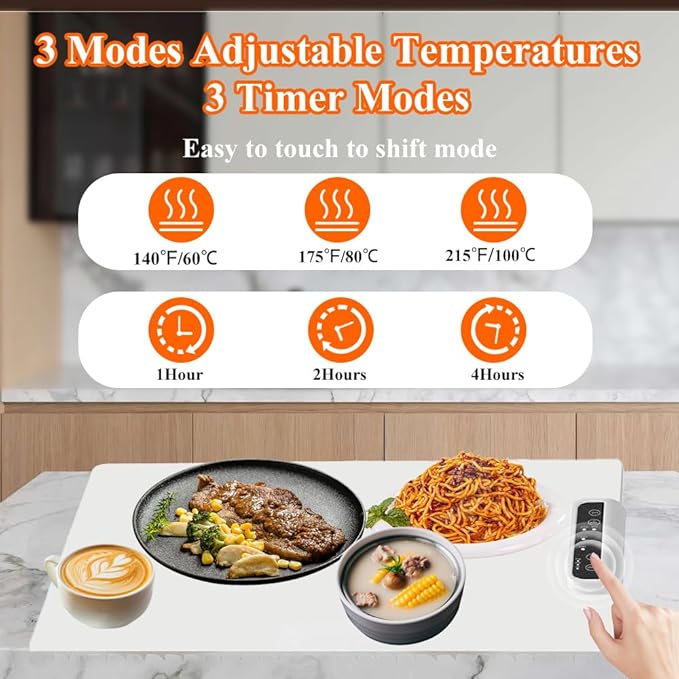 Food Warmer Mat, Electric Warming Tray, Portable Food