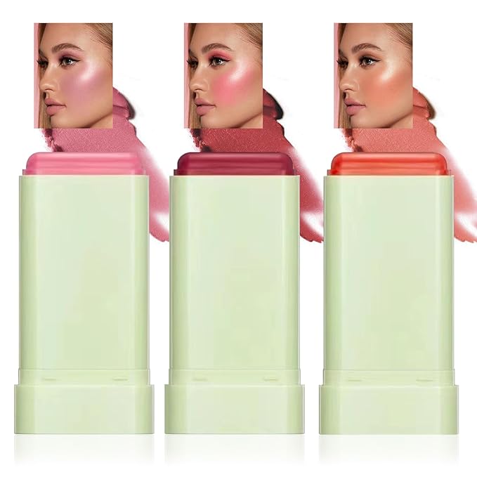 Cream Blush Stick with Brush,Waterproof Multi Cream Blush Skin D