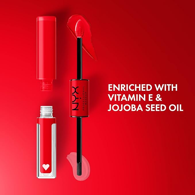 NYX PROFESSIONAL MAKEUP Shine Loud, Long-Lasting Liquid Lipstick with Clear Lip Gloss - Rebel In Red (Warm Red)