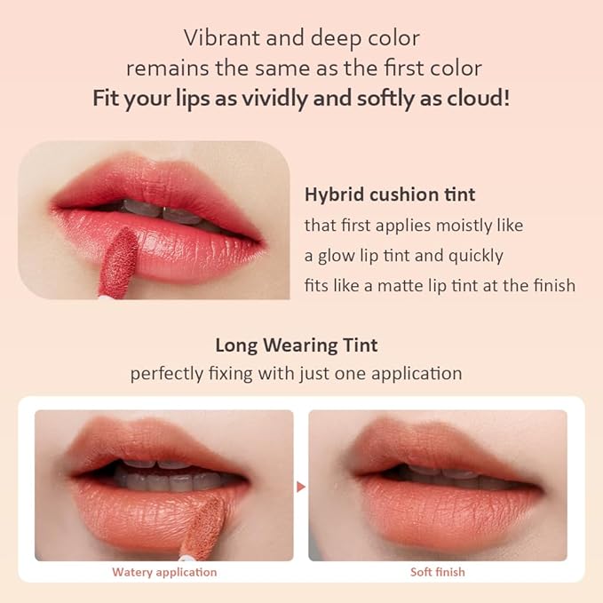 Moonshot KOREA Conscious Fit Mellow Lip Stain Longwear, Weightless, Not Animal Tested,Glow-Boosting, Long-Lasting, Comfortable, Non-Sticky,k-beauty, (Burning Mars, 04)