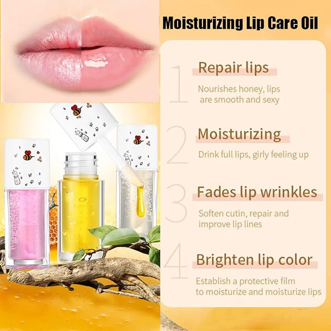 3Pcs Plumping Lip Oil Set, Moisturizing