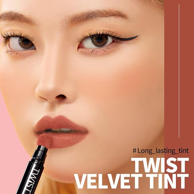 Long Lasting Lip Stain for Lips and Cheek Tint | High Pigment Color | lightweight Matte Finish | Weightless | Full Coverage | Twist Velvet Tint #12 (No.12)