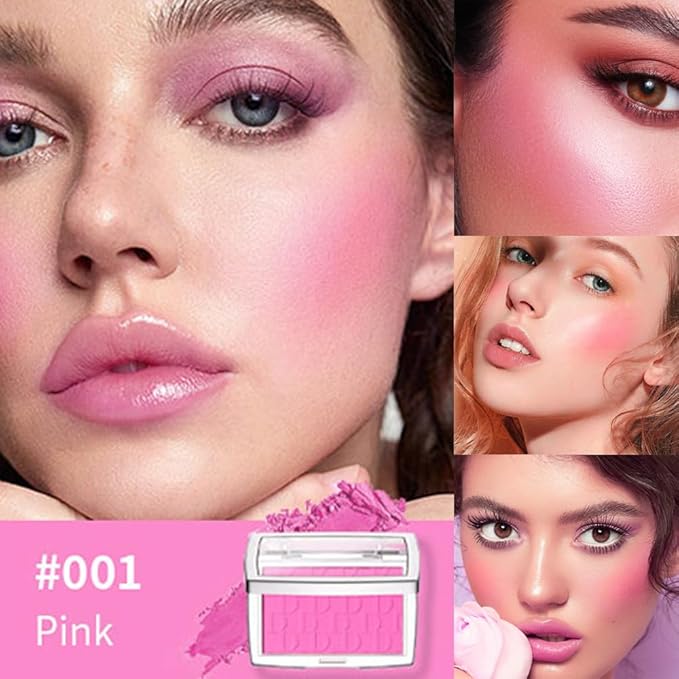 Pink Powder Blush Palette, Multi-Use Makeup Blusher Pink Blendable Formula