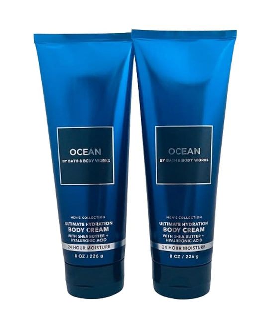 Bath & Body Works Ocean 2 Pack Men's Collection Ultimate Hydration Ultra Shea Body Cream 8 Oz (Ocean)