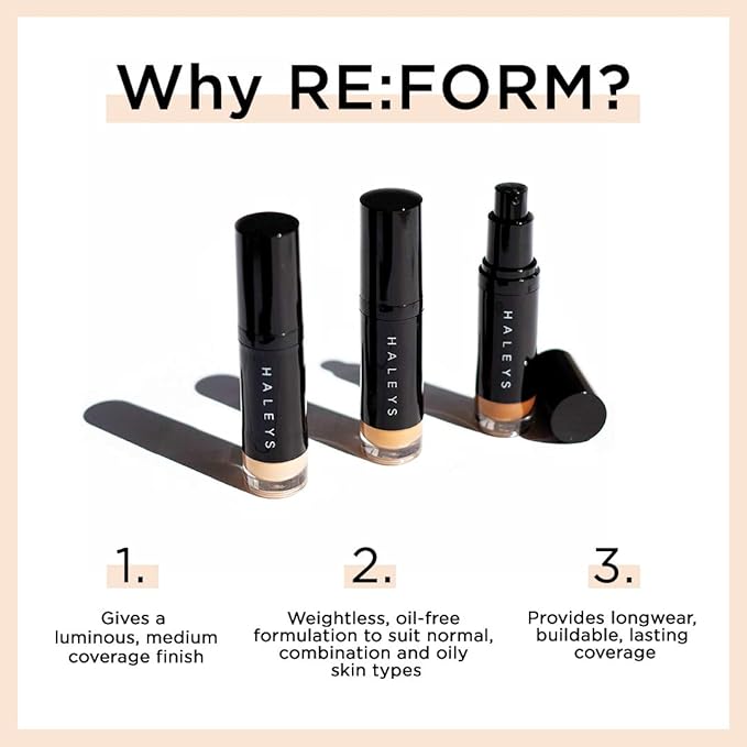 HALEYS RE:FORM Liquid Lux Foundation (9.25) Vegan, Cruelty-Free Long-Lasting Wear