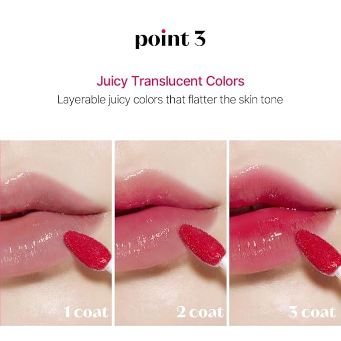 ETUDE Glow Fixing Tint #1 Pure Coral | Non-sticky Glossy Shine Lip stain | Fills up with comfortable moisture | Tinting for dry lips