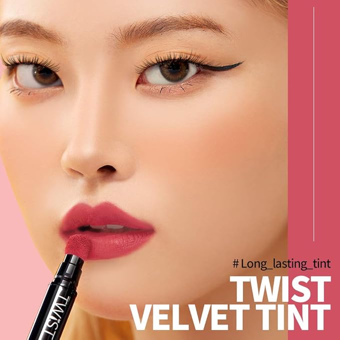 Long Lasting Lip Stain for Lips and Cheek Tint | High Pigment Color | lightweight Matte Finish | Weightless | Full Coverage | Twist Velvet Tint #7 (No.7)