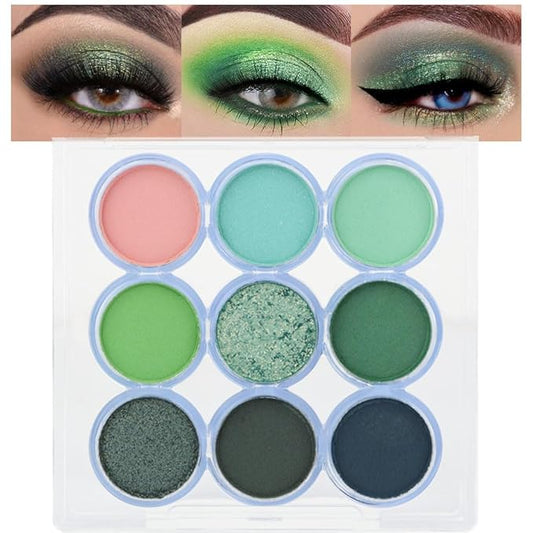 9 Colors Green Olive Matte Shimmer Eyeshadow Palette