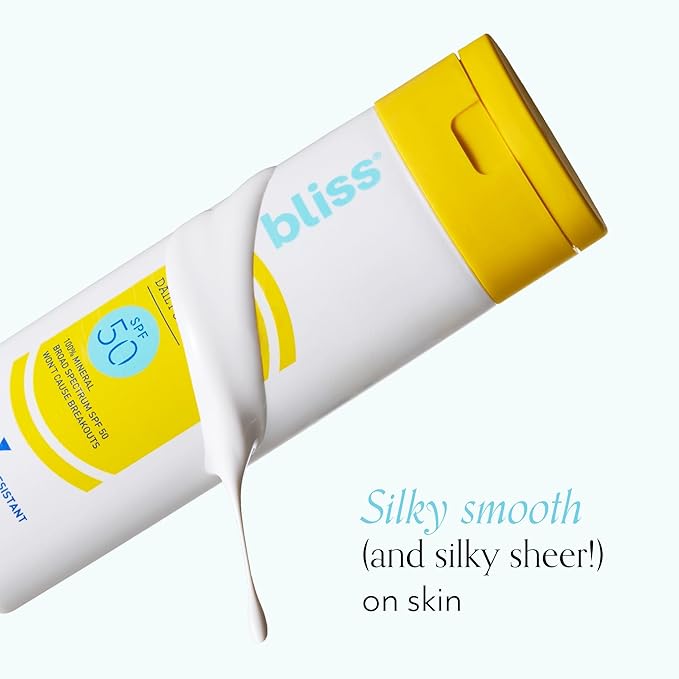 Bliss Block Star Liquid Face Sunscreen SPF 50-2 fl oz. - 100% Mineral Broad Spectrum Sunscreen With Zinc Oxide & Titanium Dioxide - Non Greasy Finish