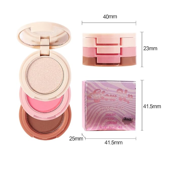 Makeup Eyeshadow Palettes, 3-in-1 Protable Multifunction Blush Highlighter