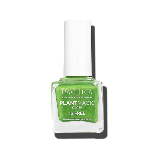 Pacifica Natural Nail Polish – Plant Magic Glitter Green Polish - Plant Based, Non-Toxic & Clinically Tested - Lasting Colors, Glossy Chip-Resistant, Clean Beauty Dermatologist Approved, Green Goddess