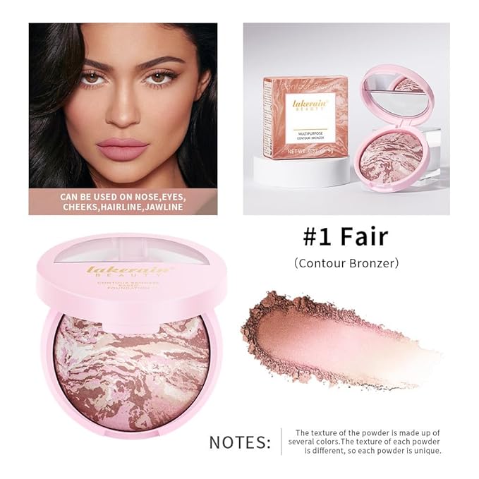 Go Ho Baked Bronzer Powder Makeup,Blush Glow Balance,Color Finish,03 Fair