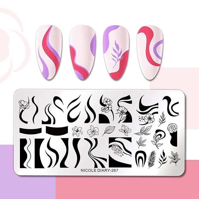 Nail stamping plates french wavy
