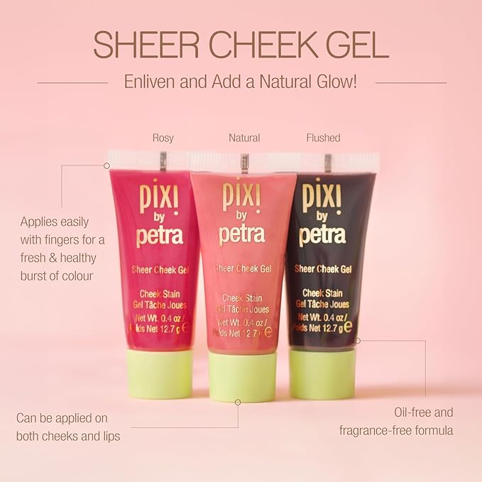 Pixi Sheer Cheek Gel - Flushed | Gel Blush For A Sheer Flush Of Colour | Oil-Free & Fragrance-Free Hydrating Liquid Blush | 0.45 Fl Oz