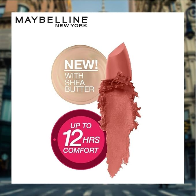 Maybelline Color Sensational Lipstick, Lip Makeup, Matte Finish, Hydrating Lipstick, Nude, Pink, Red, Plum Lip Color, Nude Nuance, 1 Count